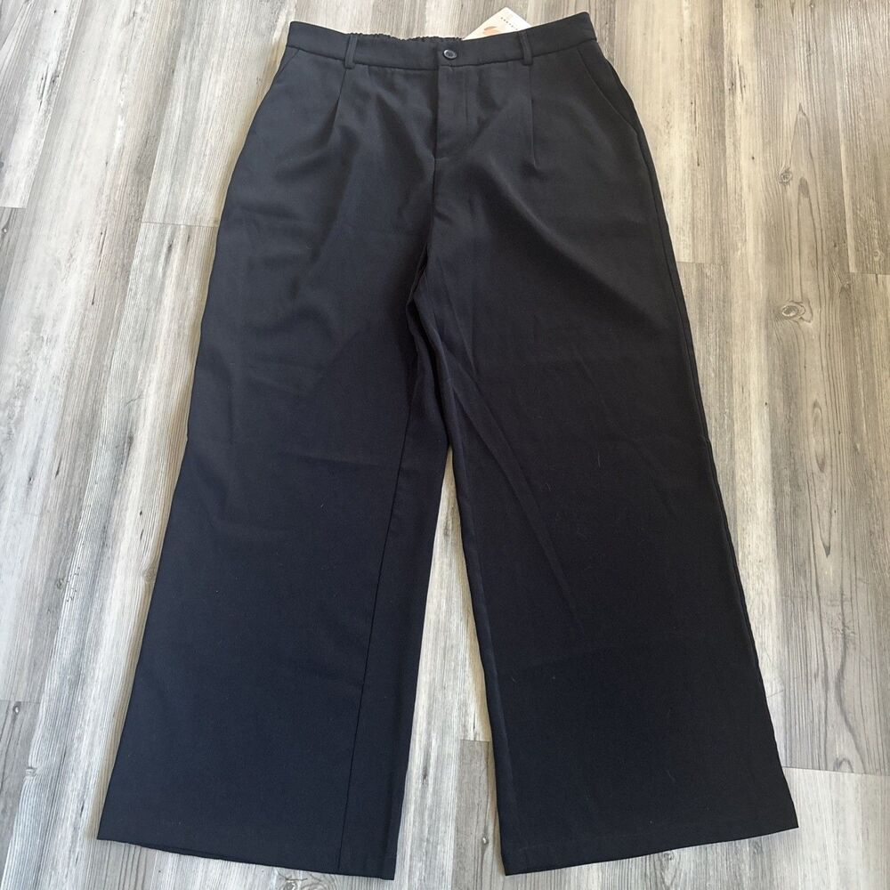 NWT Kirundo Black Elastic Waist Wide Leg Black Dress Pants Women’s Size XL￼